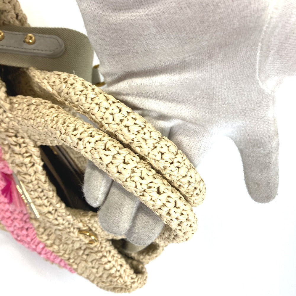 PRADA Handbag Raffia beige Triangle logo plate Canapa Women Used