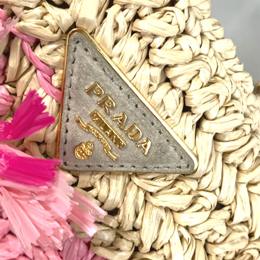 PRADA Handbag Raffia beige Triangle logo plate Canapa Women Used