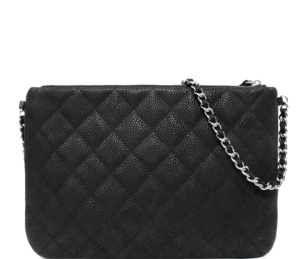 Daily Zip Iridescent Caviar Leather Crossbody Bag