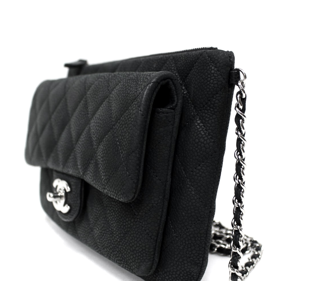 Daily Zip Iridescent Caviar Leather Crossbody Bag