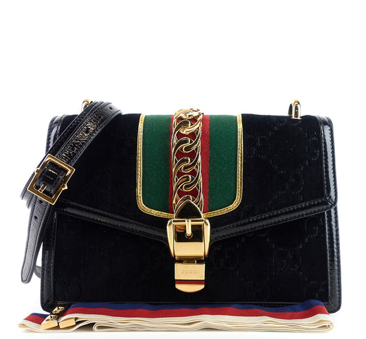 Sylvie Small Monogram Velvet Bag