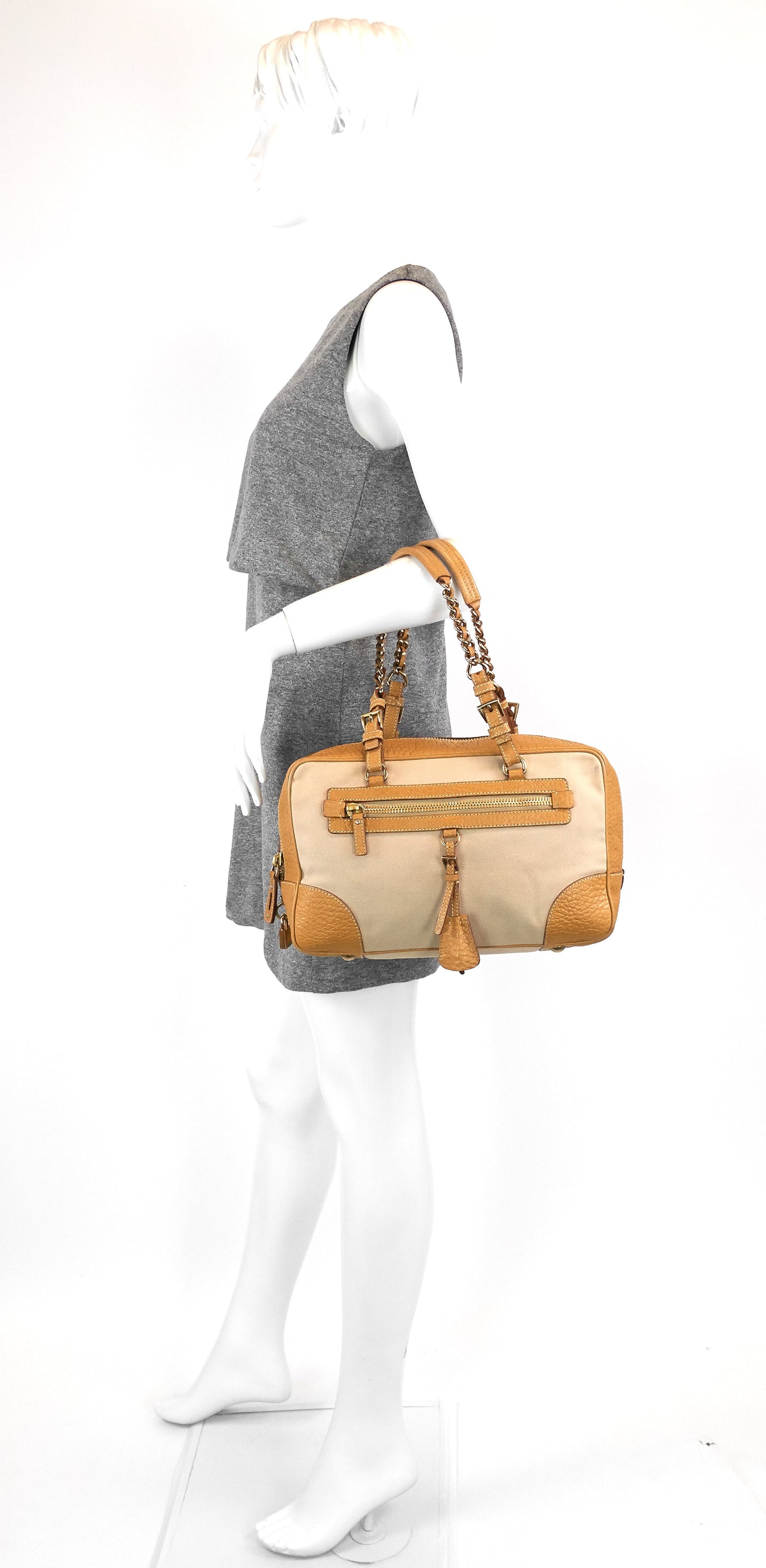 Canvas and Leather Shoulder Bag