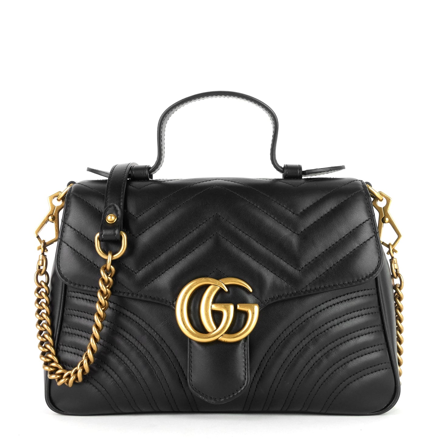 GG Marmont Small Matelassé Calfskin Top Handle Shoulder Bag