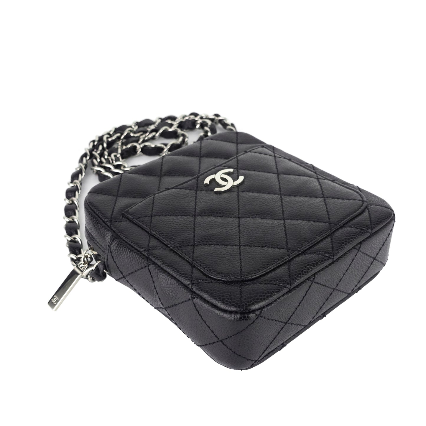 Camera Caviar Leather Crossbody Bag