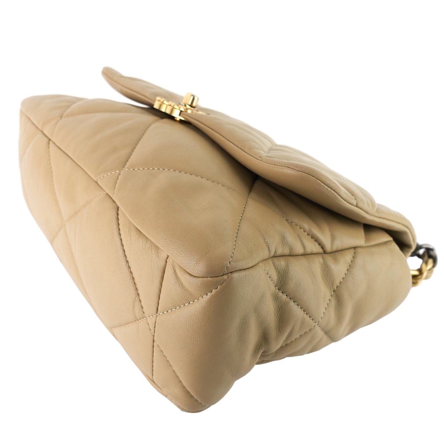 19 Large Quilted Lambskin Leather Flap Bag