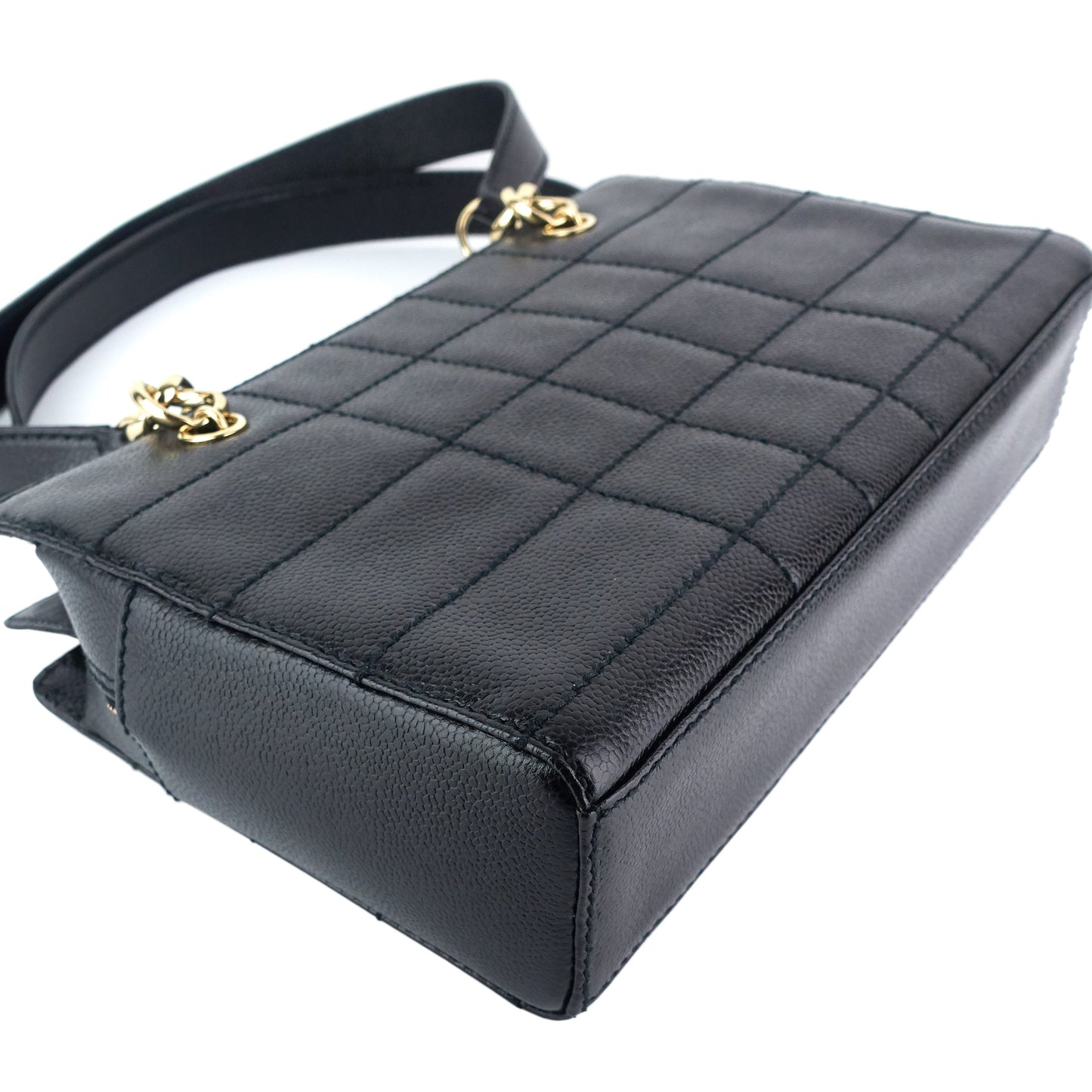 Chocolate Bar Caviar Leather Shoulder Bag