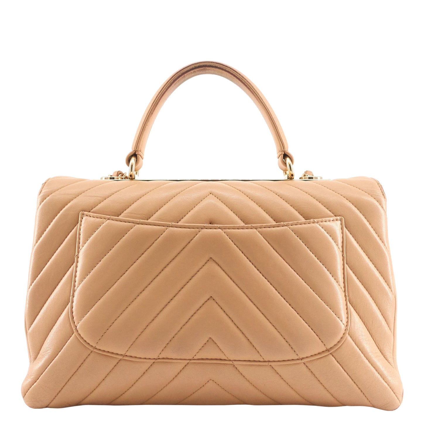 Trendy CC Chevron Medium Top Handle Leather Bag