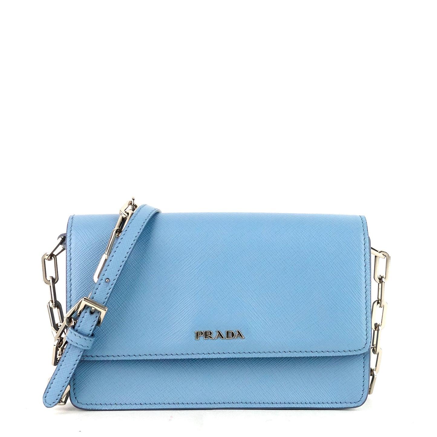 Chain Crossbody Saffiano Leather Wallet