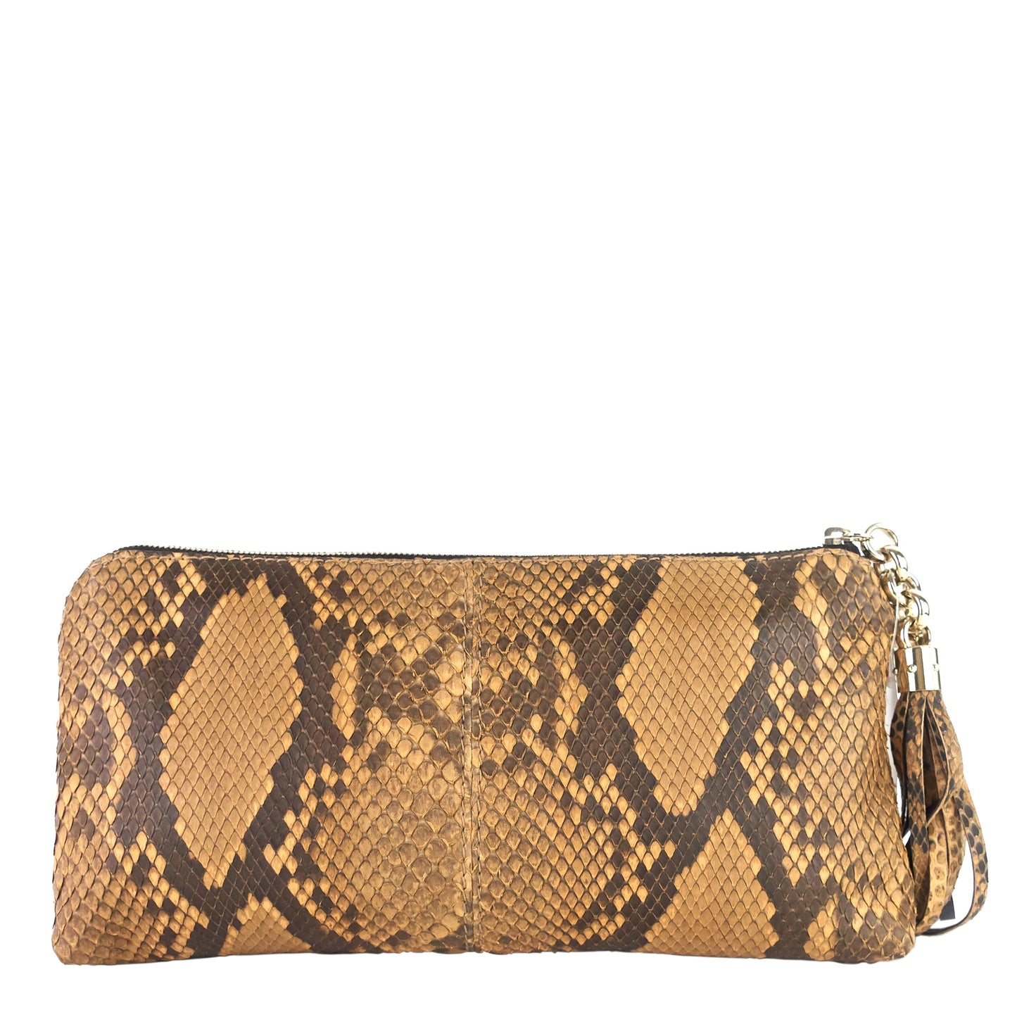 Zipped Python Leather Clutch Bag