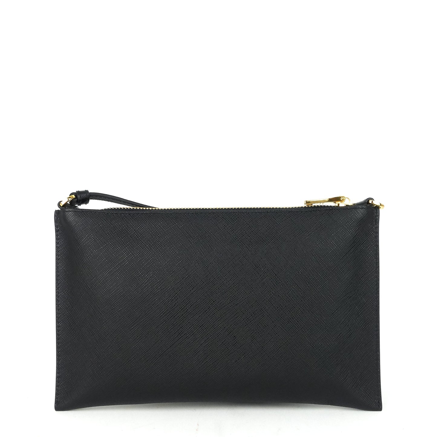 Saffiano Leather Flat Zip Shoulder Bag