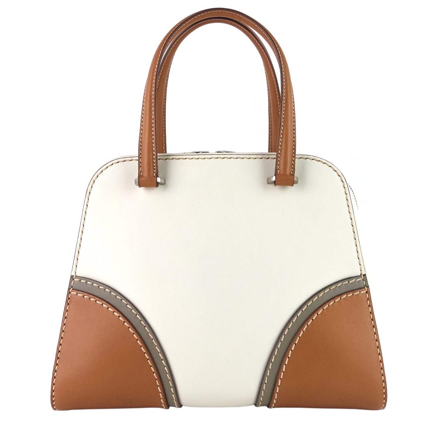 Tri-coloured Vitello Daino Leather Satchel Bag