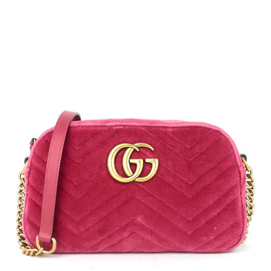 Marmont 2.0 Fuchsia Velvet Shoulder Bag