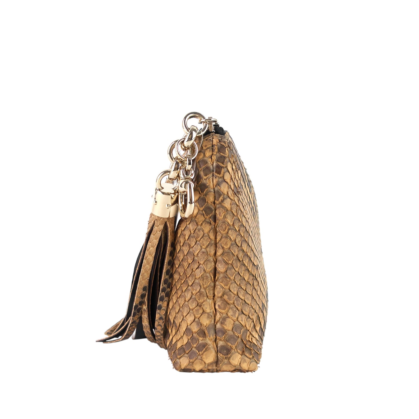 Zipped Python Leather Clutch Bag