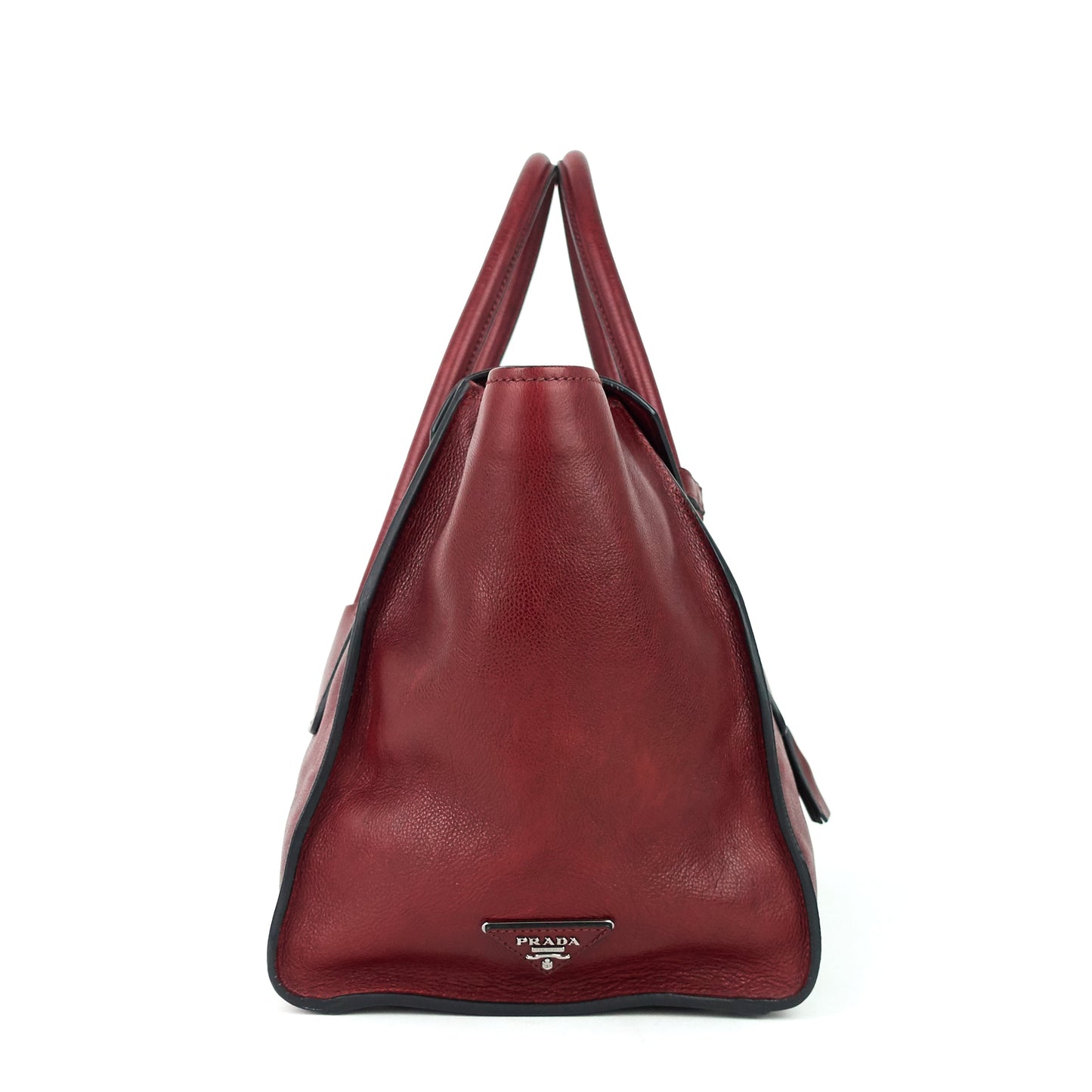 Twin Pocket Large Glace Calf Leather Tote Bag