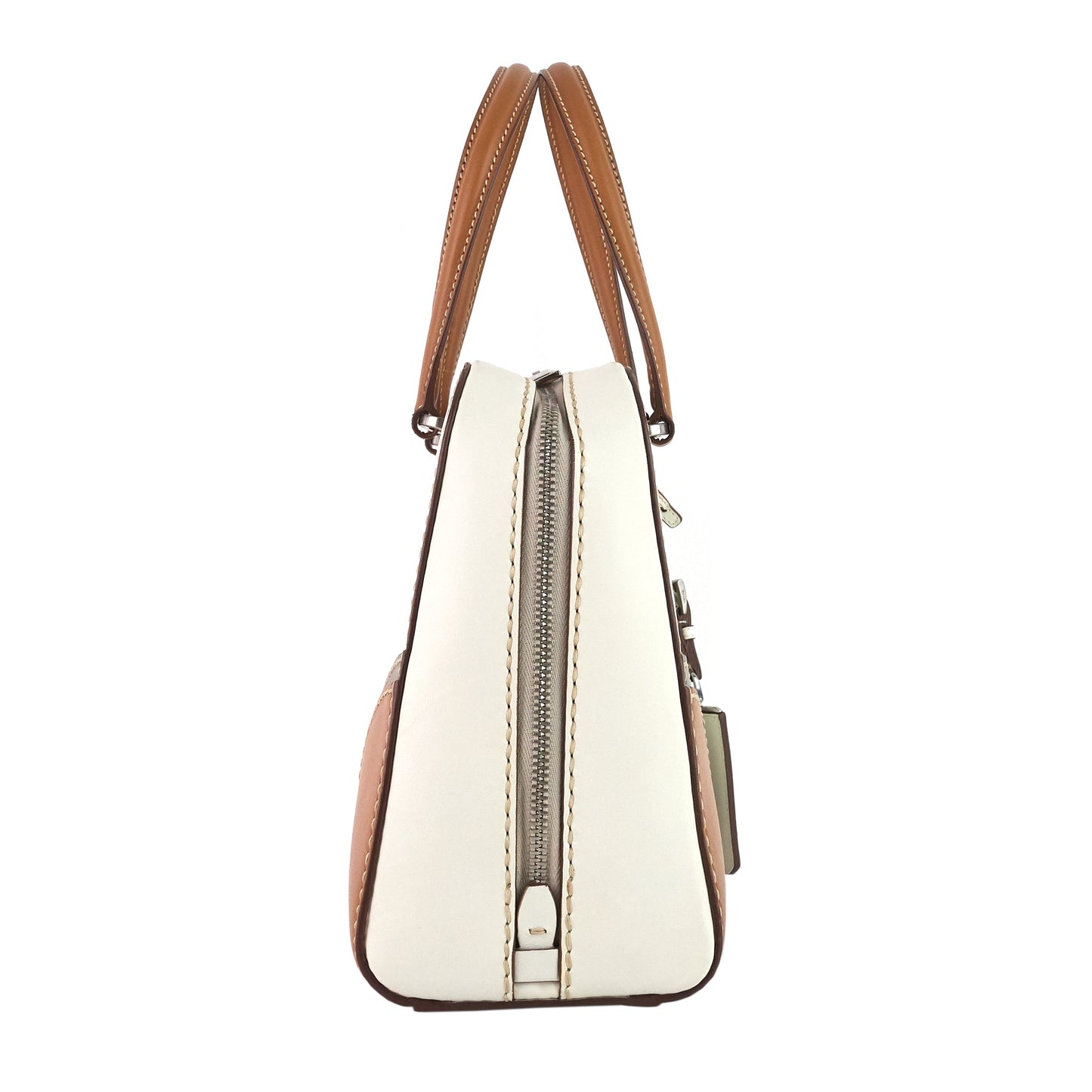 Tri-coloured Vitello Daino Leather Satchel Bag