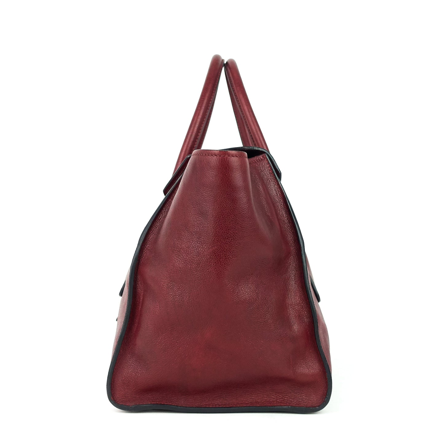 Twin Pocket Large Glace Calf Leather Tote Bag