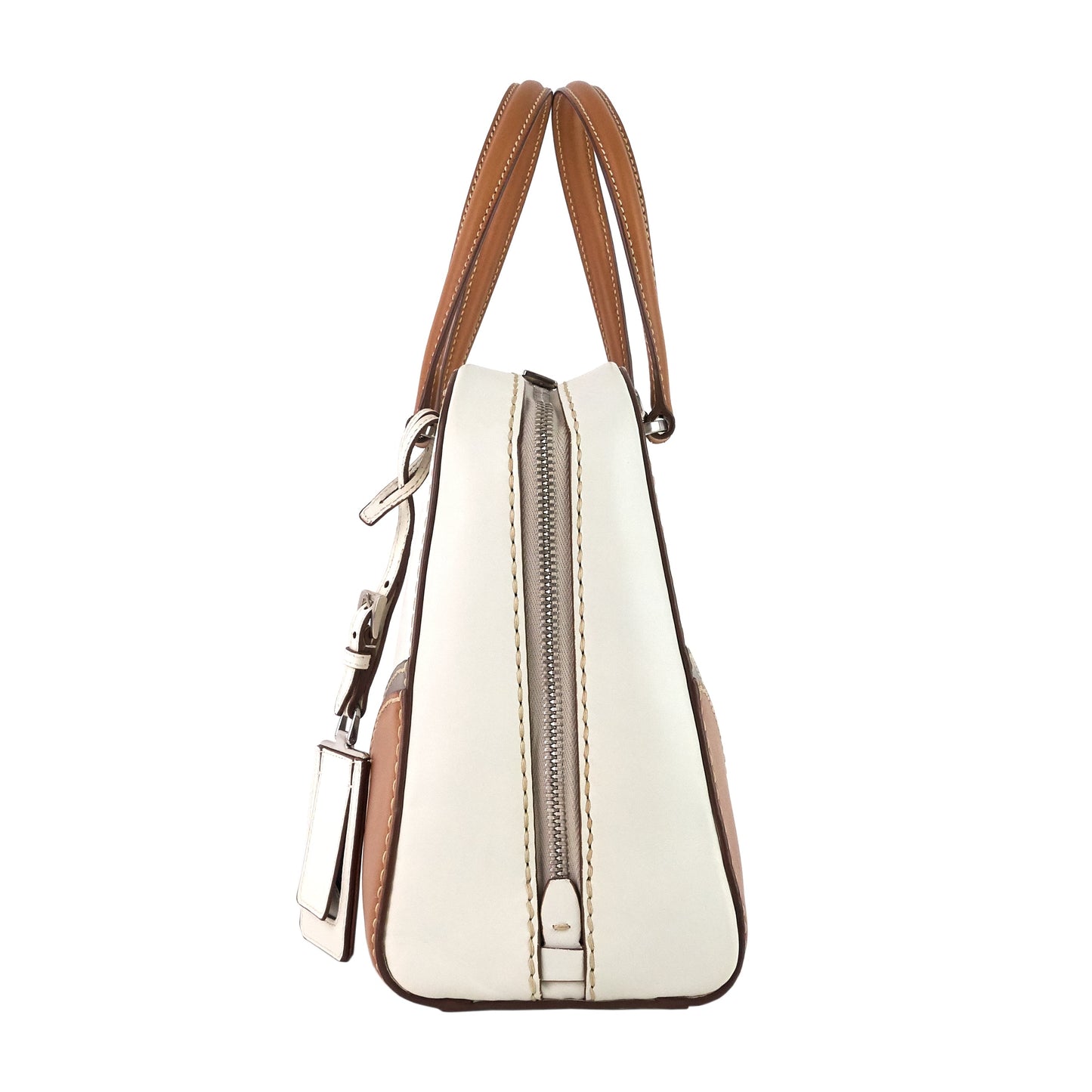 Tri-coloured Vitello Daino Leather Satchel Bag