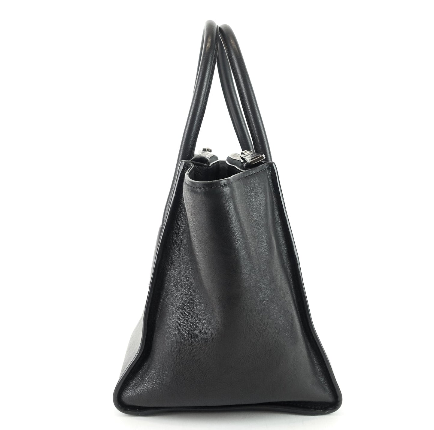 Twin Pocket Glazed Calf Leather Tote Bag