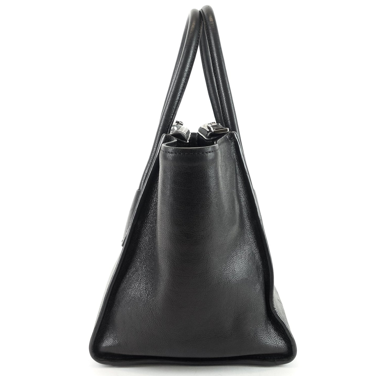 Twin Pocket Glazed Calf Leather Tote Bag