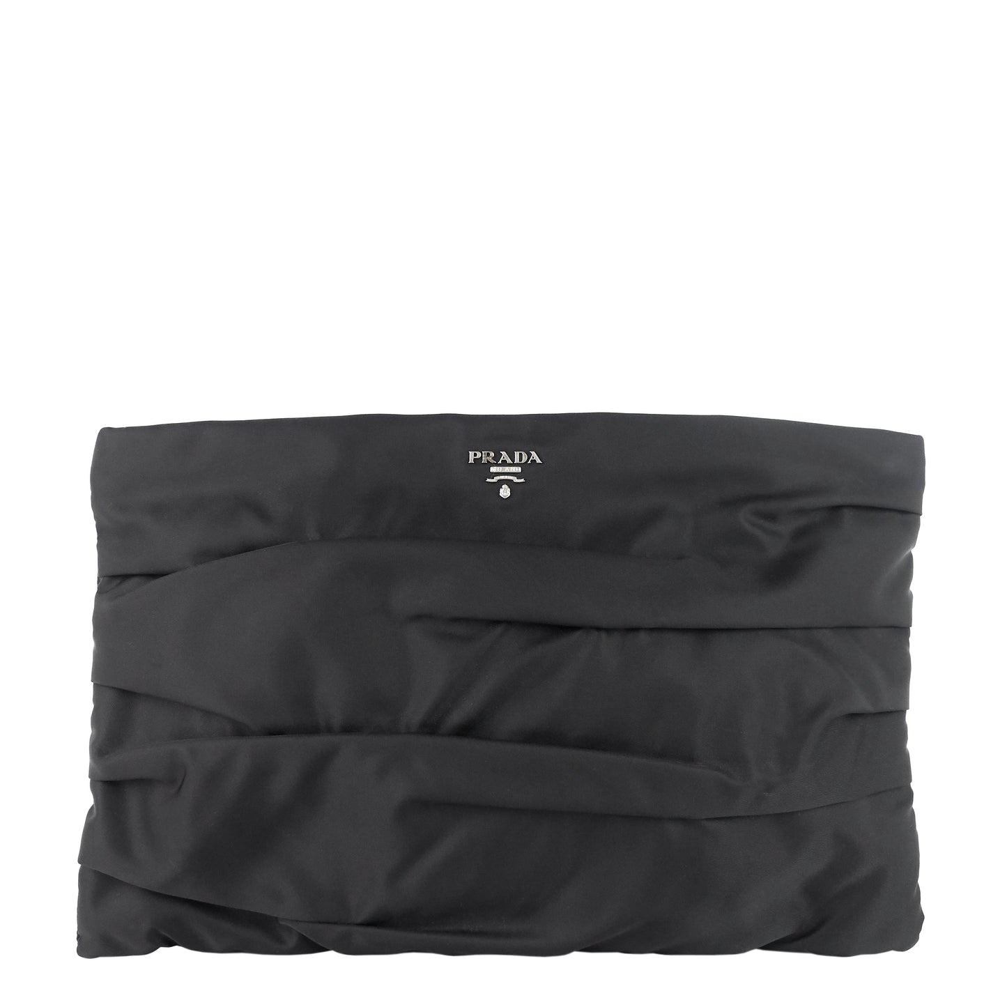 Zipped Pleated Nylon Clutch Bag