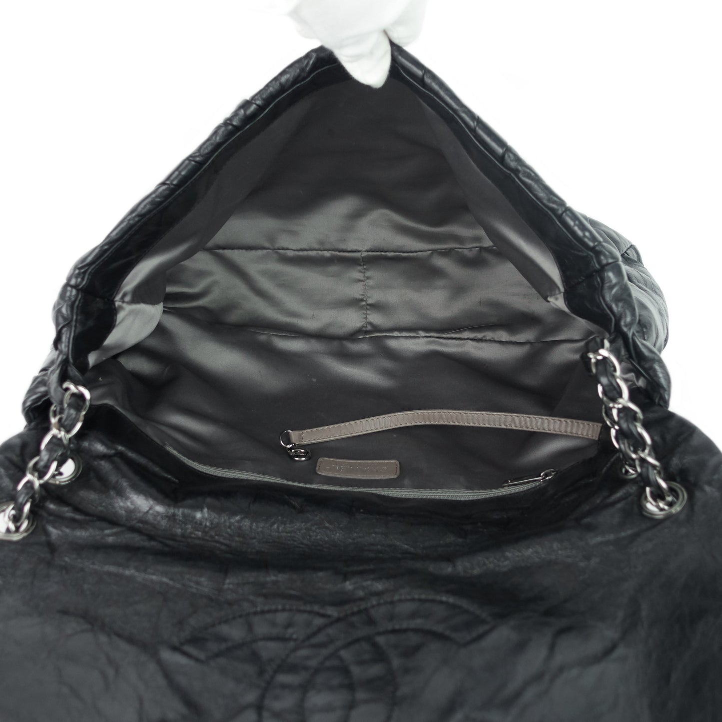 Twisted Flap Maxi Glazed Calfskin Leather Bag