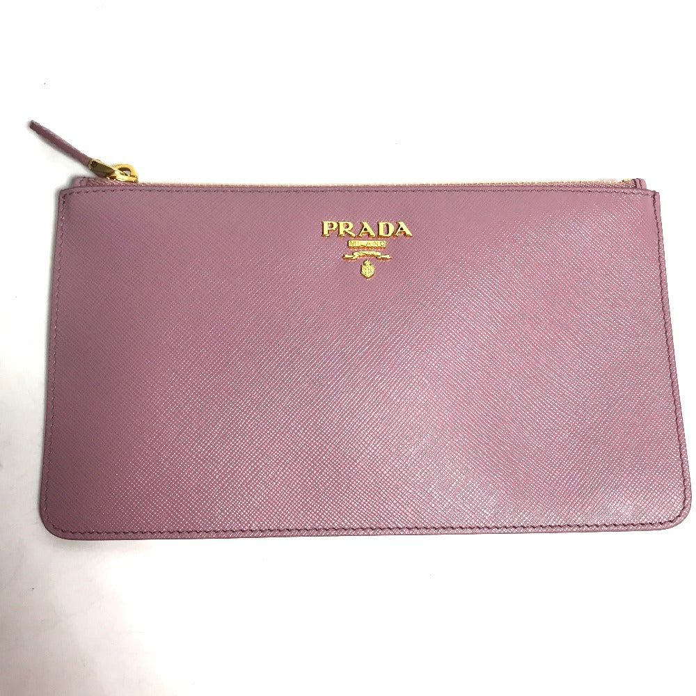 PRADA Pouch saffiano leather Pink type logo Women Used