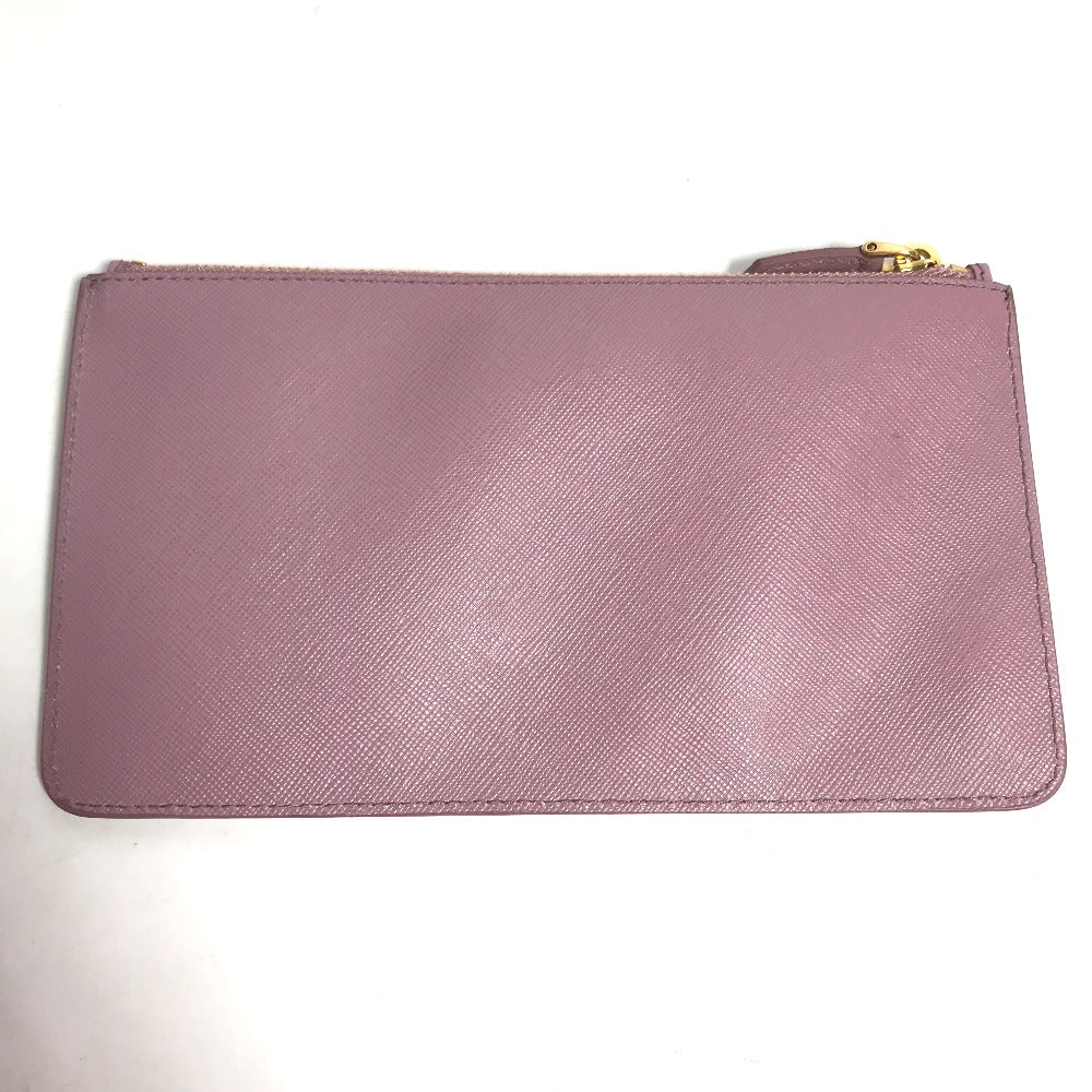 PRADA Pouch saffiano leather Pink type logo Women Used