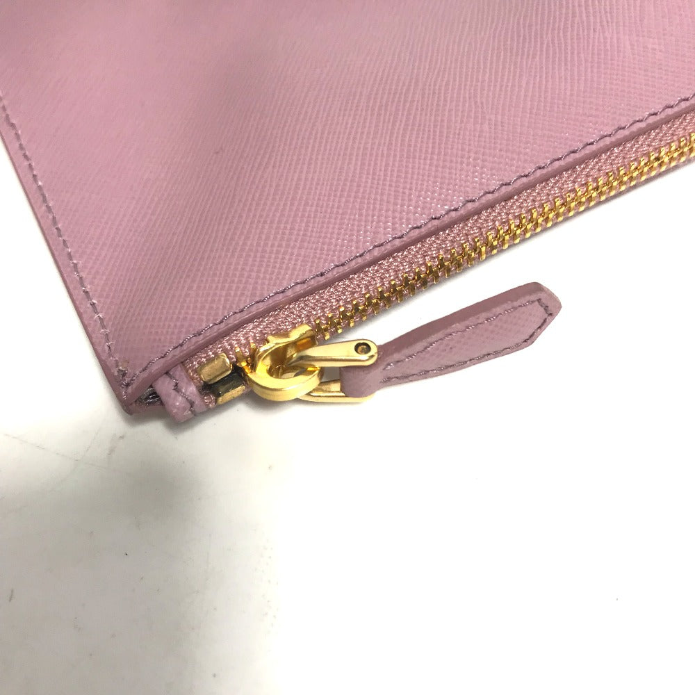 PRADA Pouch saffiano leather Pink type logo Women Used