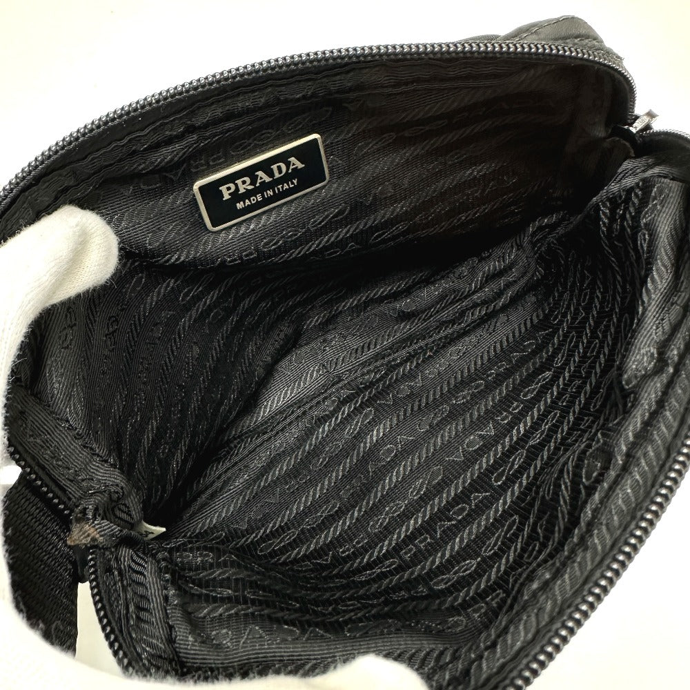 PRADA Waist bag Nylon / leather black Triangle logo Sling bag mens Used