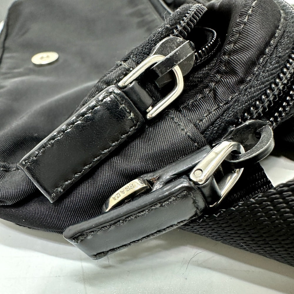 PRADA Waist bag Nylon / leather black Triangle logo Sling bag mens Used