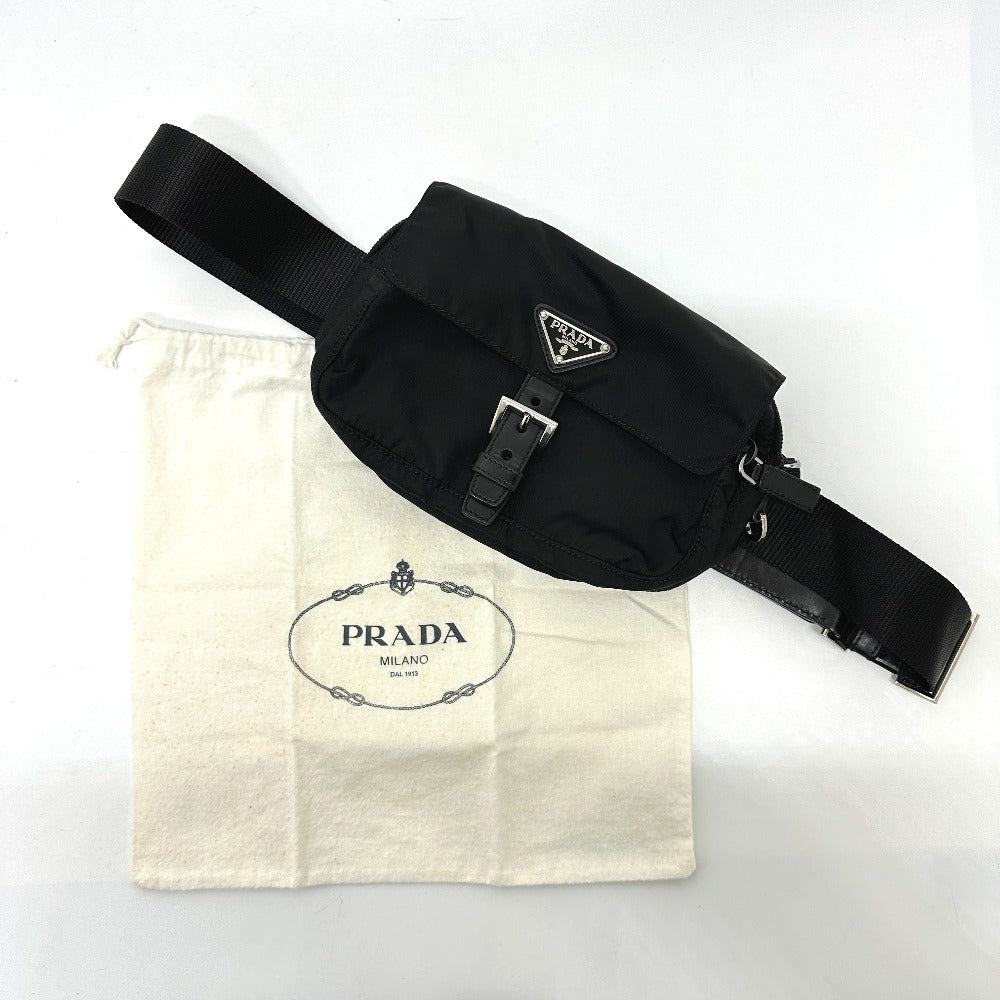 PRADA Waist bag Nylon / leather black Triangle logo Sling bag mens Used