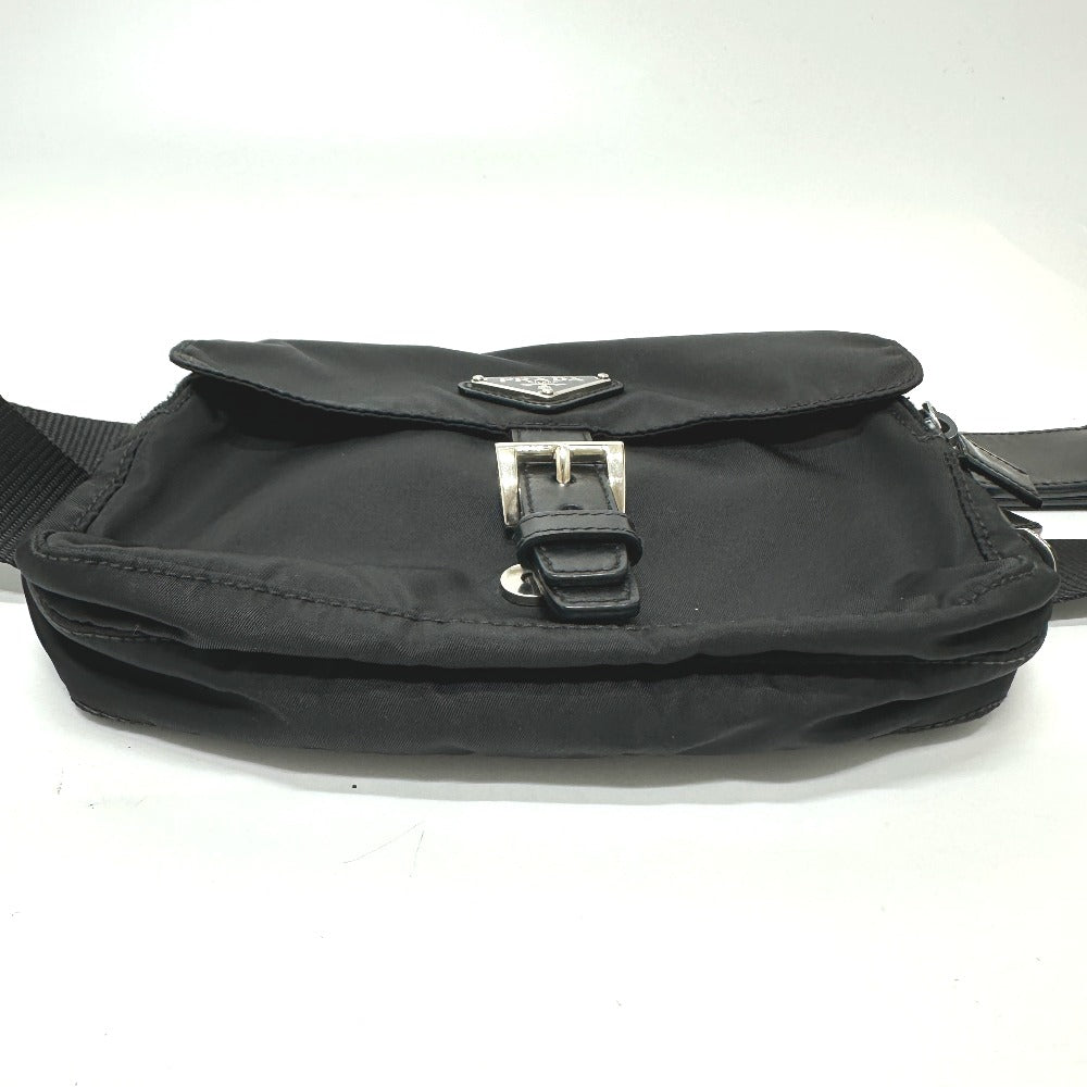 PRADA Waist bag Nylon / leather black Triangle logo Sling bag mens Used
