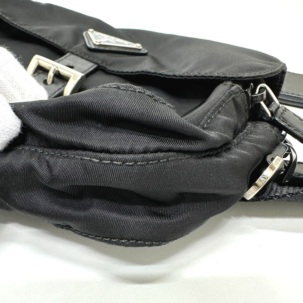 PRADA Waist bag Nylon / leather black Triangle logo Sling bag mens Used