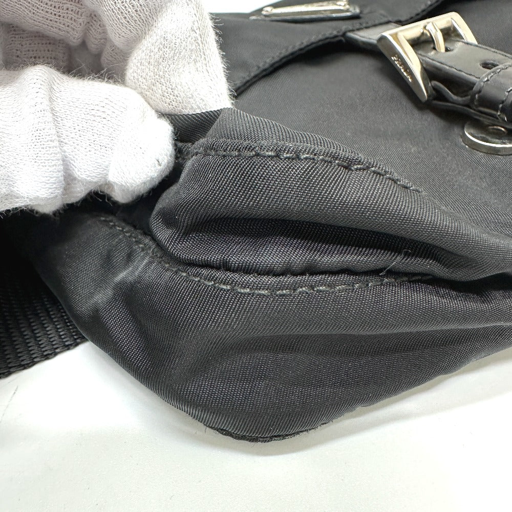 PRADA Waist bag Nylon / leather black Triangle logo Sling bag mens Used