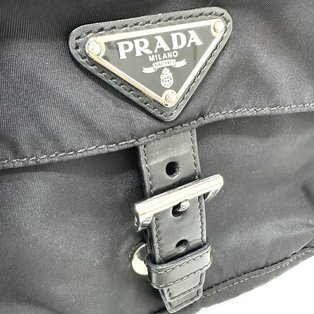 PRADA Waist bag Nylon / leather black Triangle logo Sling bag mens Used