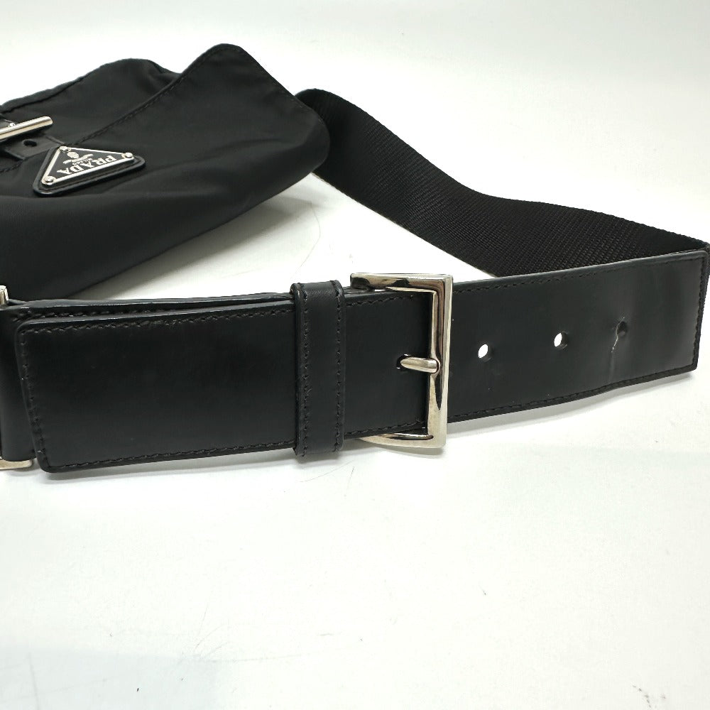 PRADA Waist bag Nylon / leather black Triangle logo Sling bag mens Used