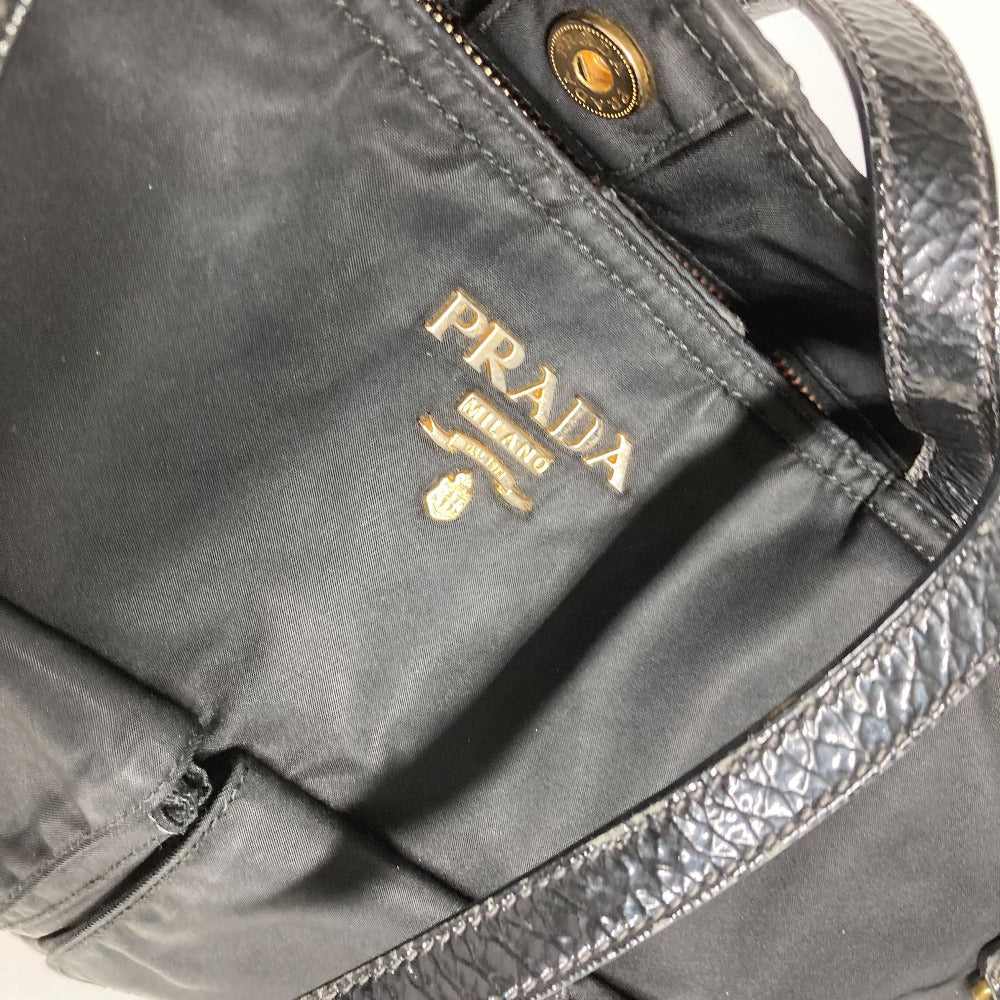 PRADA Shoulder Bag BR4058 Nylon, enamel black Tote Bag logo Women Used