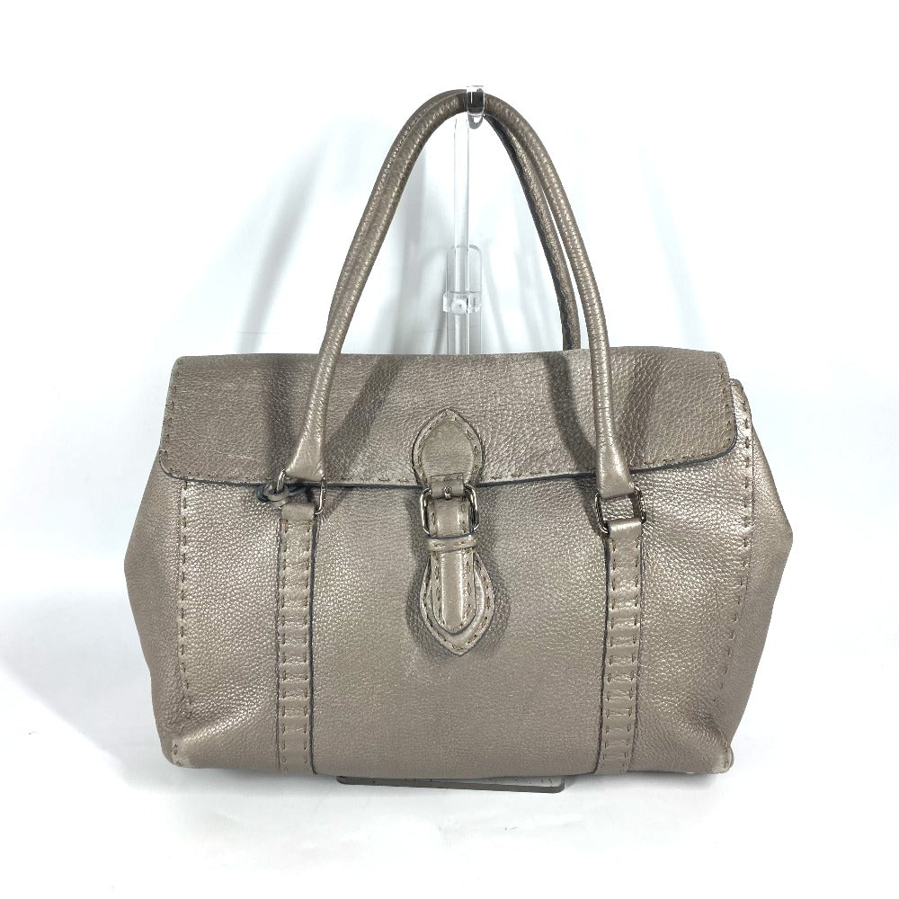 FENDI Shoulder Bag leather Gray type Celeria Linda Women Used