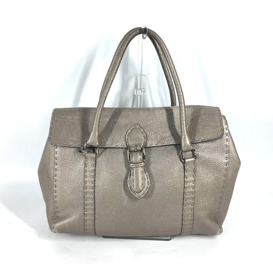 FENDI Shoulder Bag leather Gray type Celeria Linda Women Used