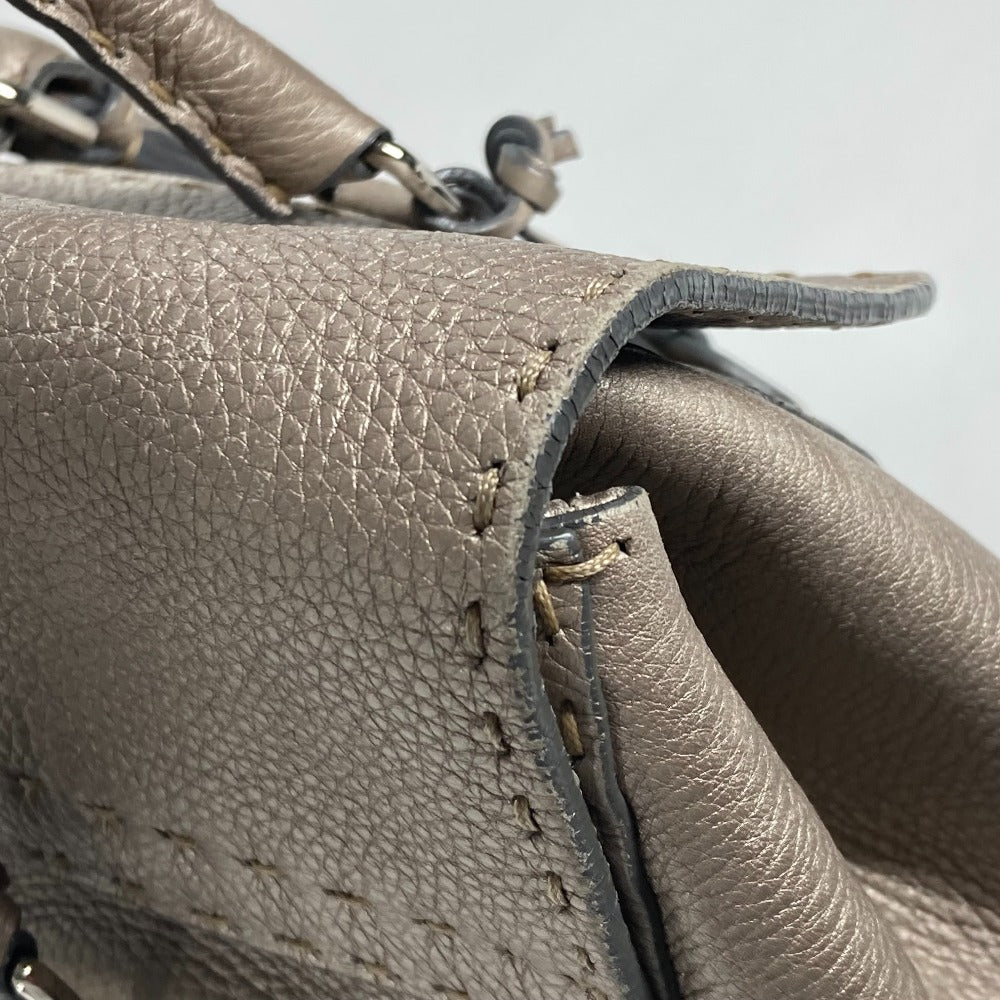 FENDI Shoulder Bag leather Gray type Celeria Linda Women Used