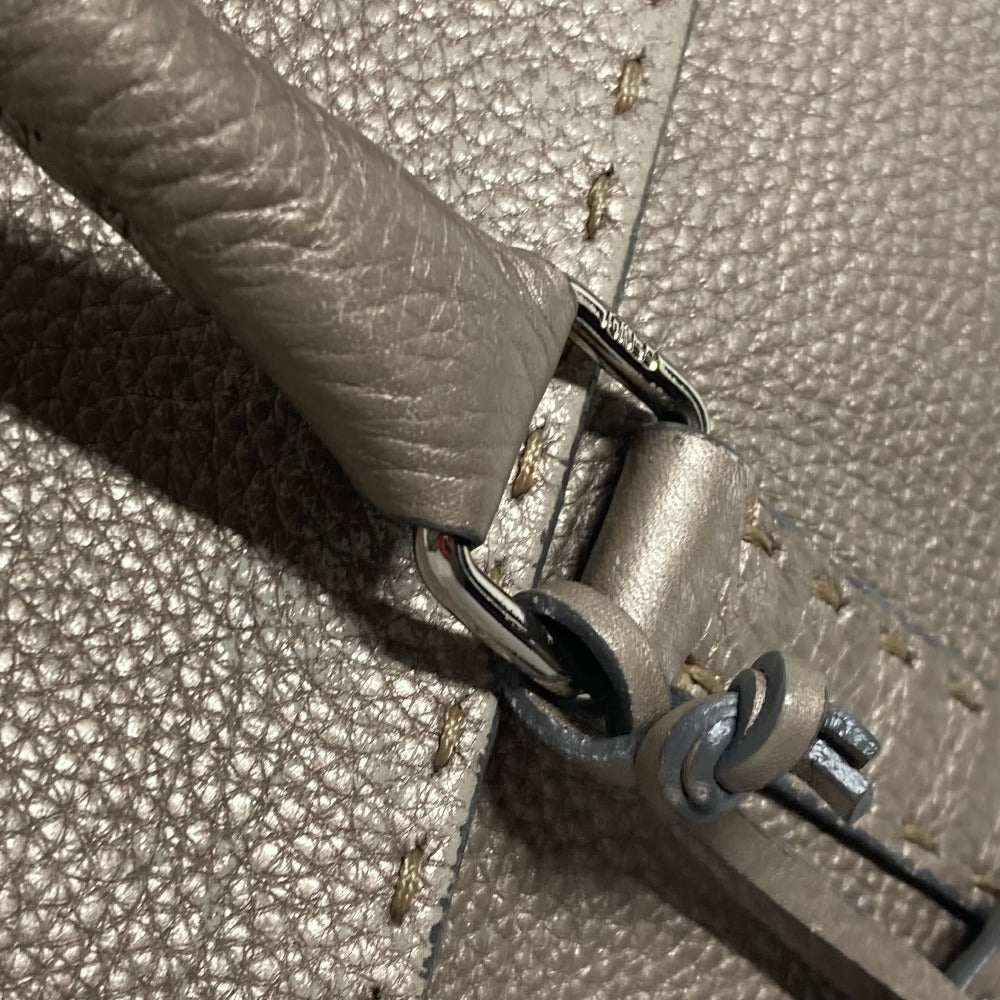 FENDI Shoulder Bag leather Gray type Celeria Linda Women Used