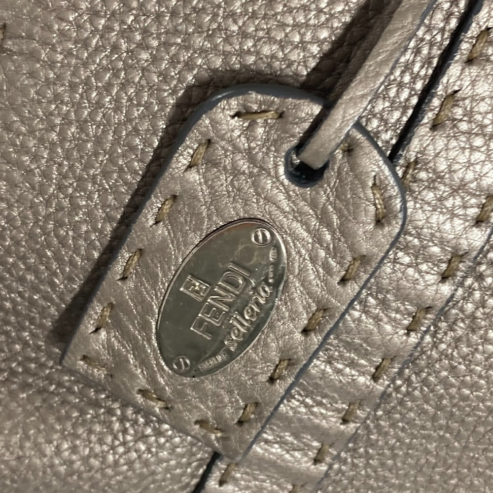 FENDI Shoulder Bag leather Gray type Celeria Linda Women Used
