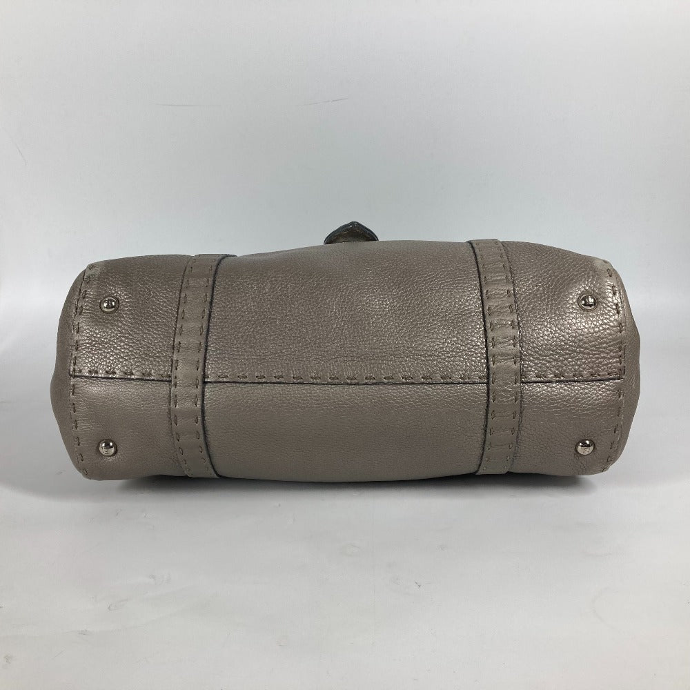 FENDI Shoulder Bag leather Gray type Celeria Linda Women Used