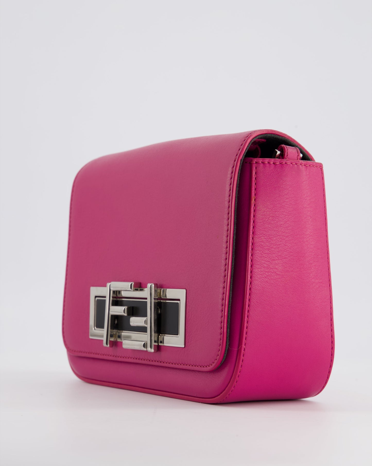 Fendi Bright Pink Leather Shoulder Bag with FF Silver Logo