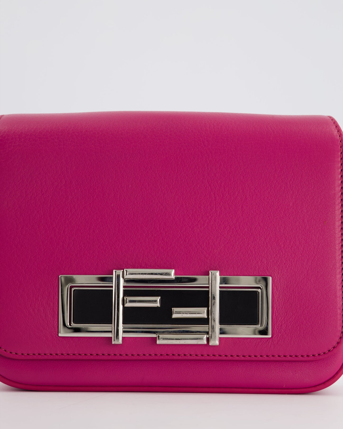 Fendi Bright Pink Leather Shoulder Bag with FF Silver Logo