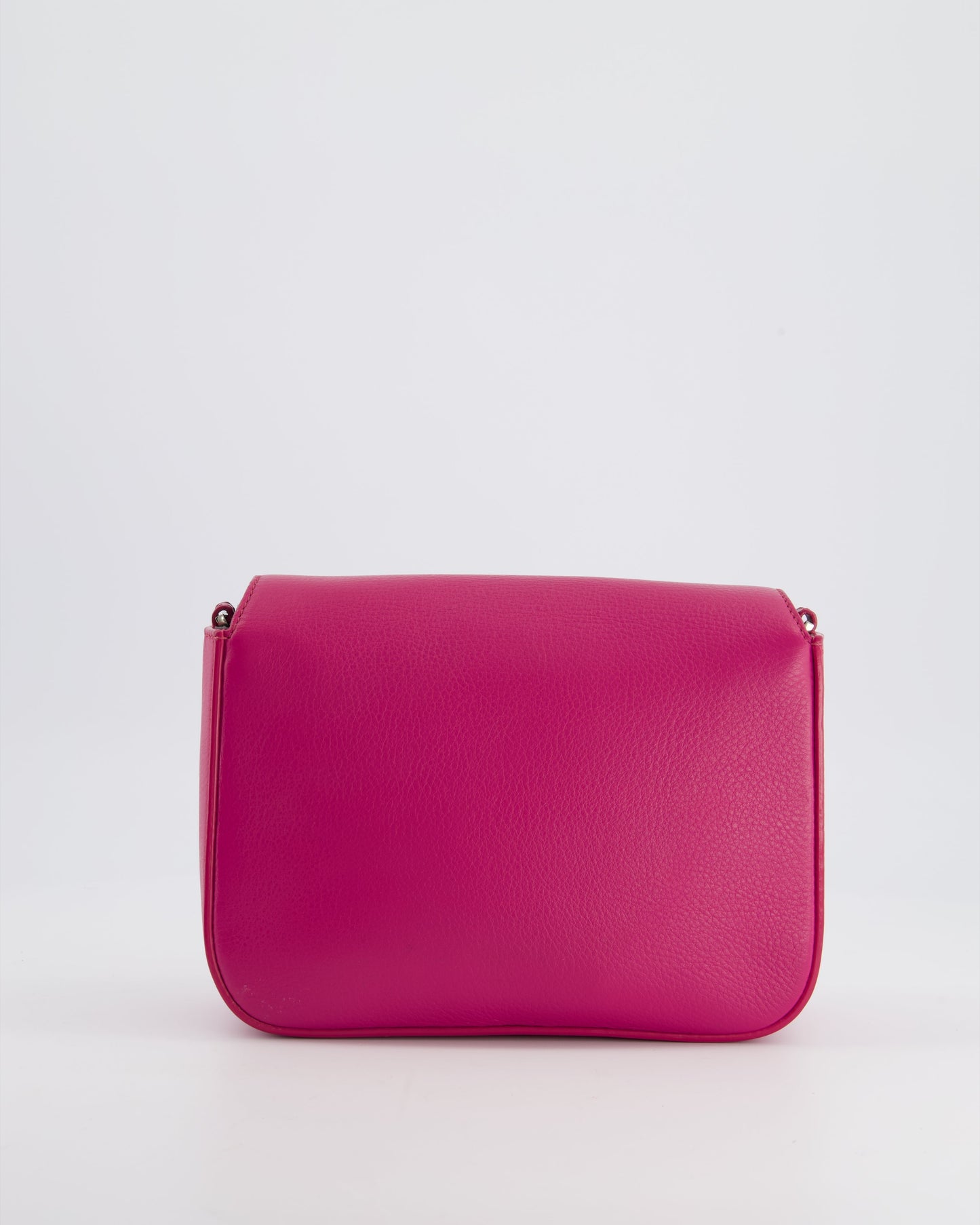 Fendi Bright Pink Leather Shoulder Bag with FF Silver Logo