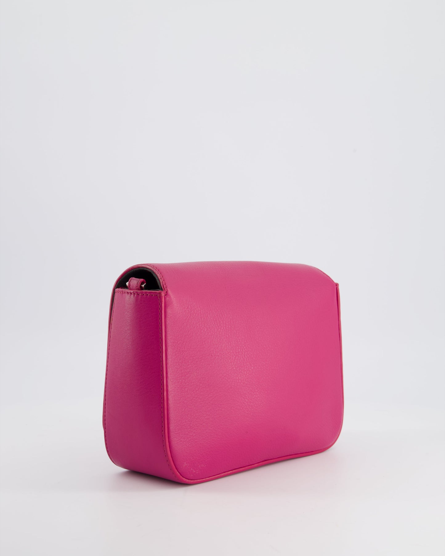 Fendi Bright Pink Leather Shoulder Bag with FF Silver Logo