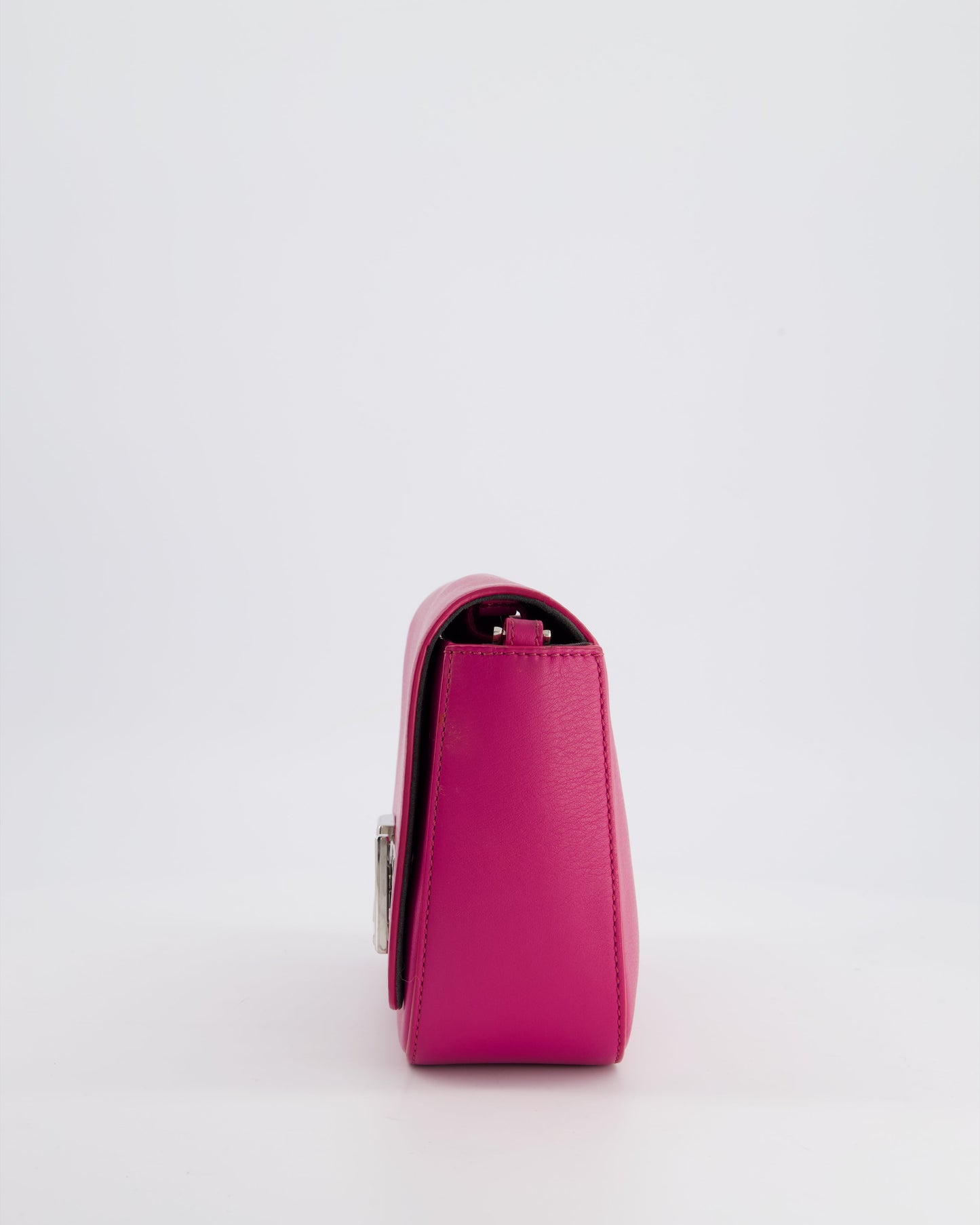 Fendi Bright Pink Leather Shoulder Bag with FF Silver Logo