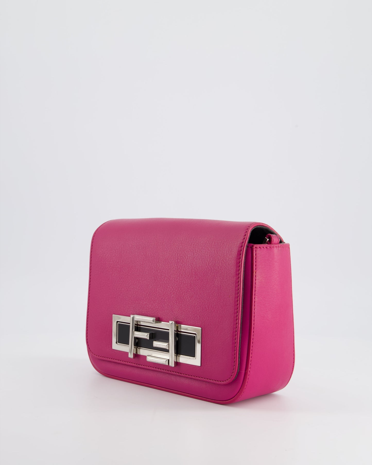 Fendi Bright Pink Leather Shoulder Bag with FF Silver Logo