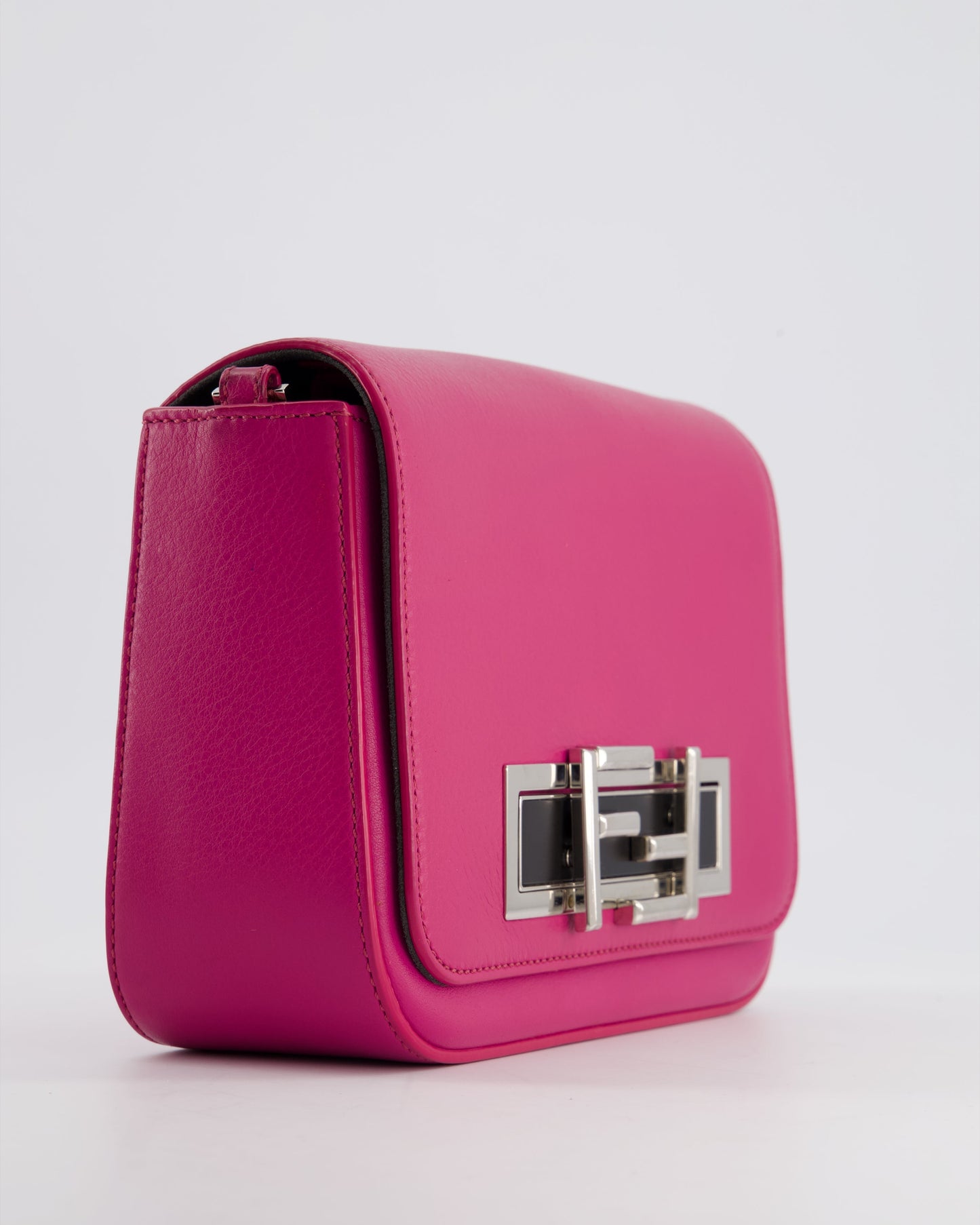 Fendi Bright Pink Leather Shoulder Bag with FF Silver Logo